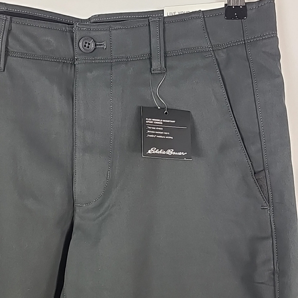 NEW Eddie BauerMen's 32 x 34 Flex Wrinkle-Resistant Sport Chinos Carbon Gray $85 - Picture 2 of 9